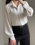 شومیز استخوانی کرپ الیزه